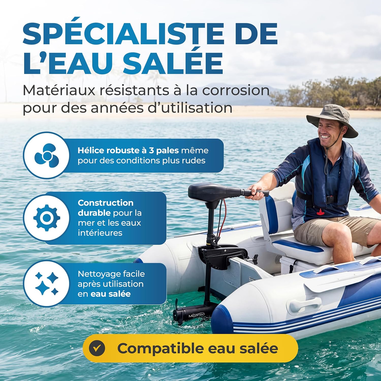 Moteur électrique Miganeo TRS 68 lbs 12 V pour bateau gonflable, photo 3