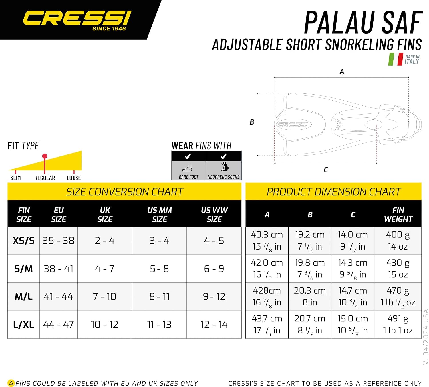 Palmes réglables Cressi Palau pour float tube, photo 5