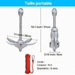 Ancre pliable BeGrit 1,5 kg avec corde de 10 m, photo 2