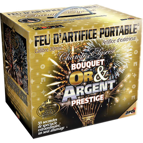[22520] FEU D'ARTIFICE PORTABLE® BOUQUET OR ET ARGENT PRESTIGE