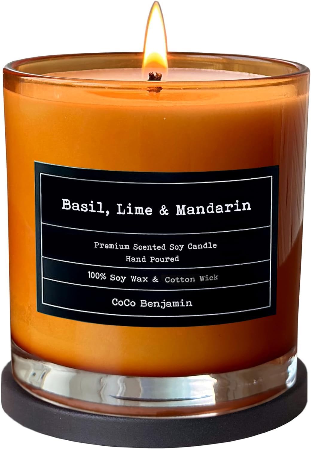 (Basil, Lime & Mandarin) 100% Soy, Highly Scented, Hand Poured Soy Candle Basil Lime & Mandarin