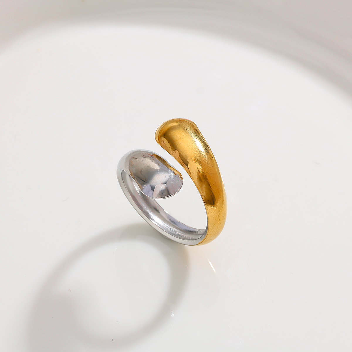 bague ajustable femme acier doré argenté mix inoxydable