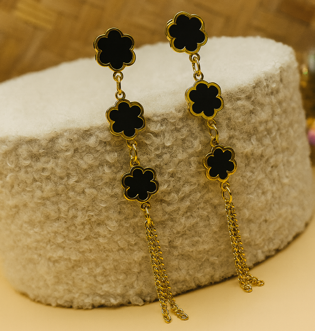 boucles-d-oreilles-fleur-noir-acier-inoxydable