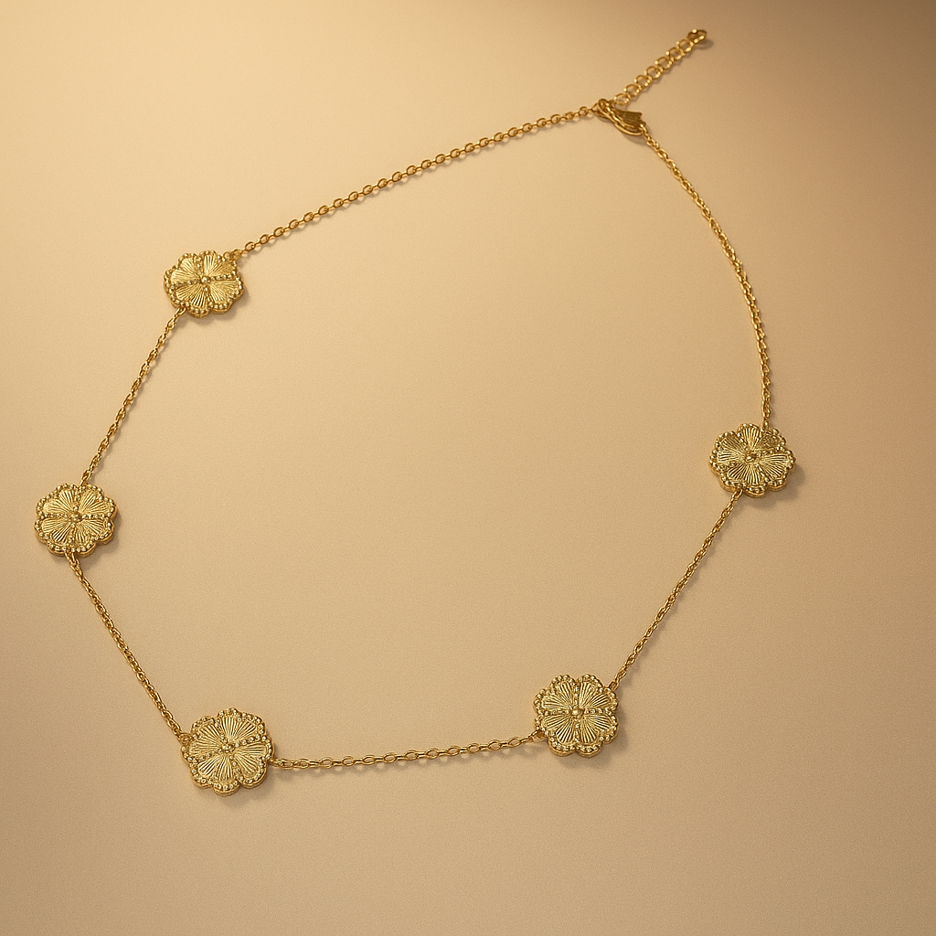collier fleur doré femme acier inoxydable idée cadeau réunion
