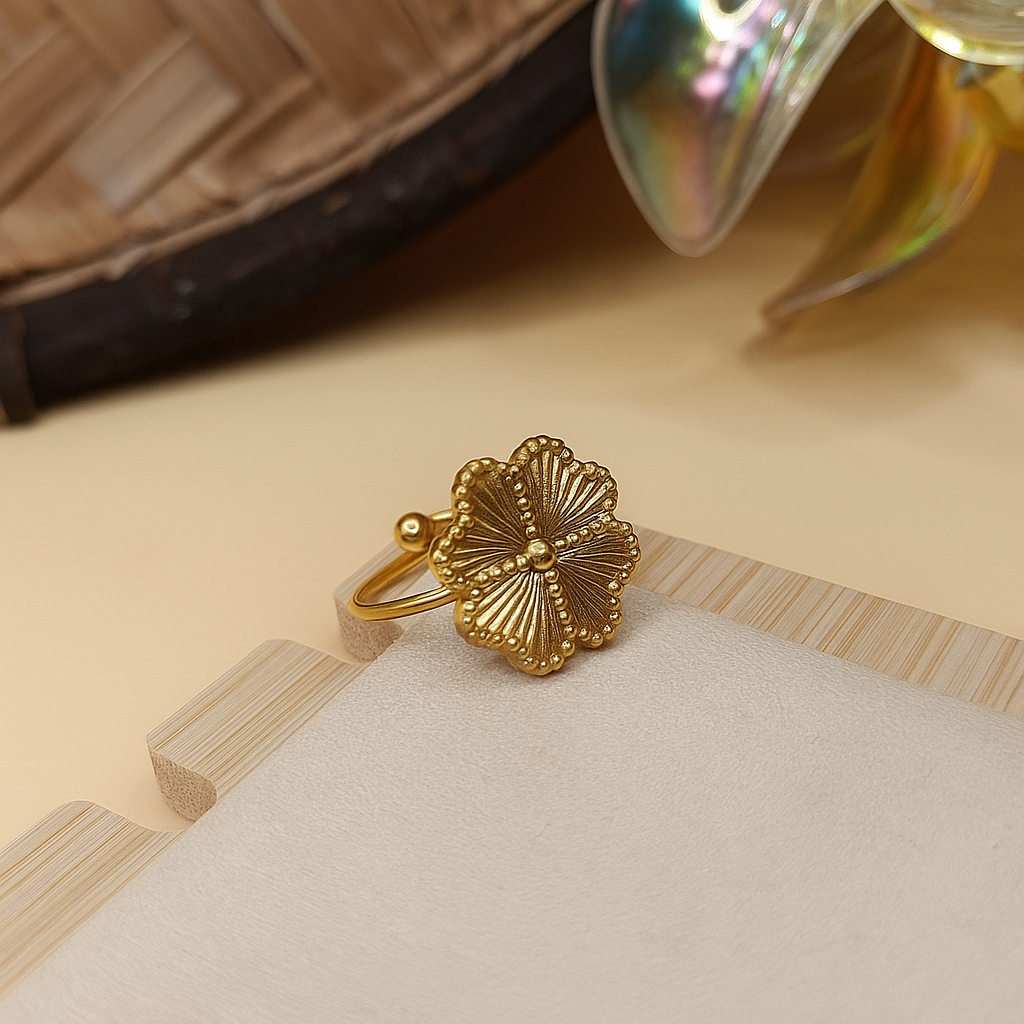 bague fleur doré femme acier inoxydable idée cadeau réunion