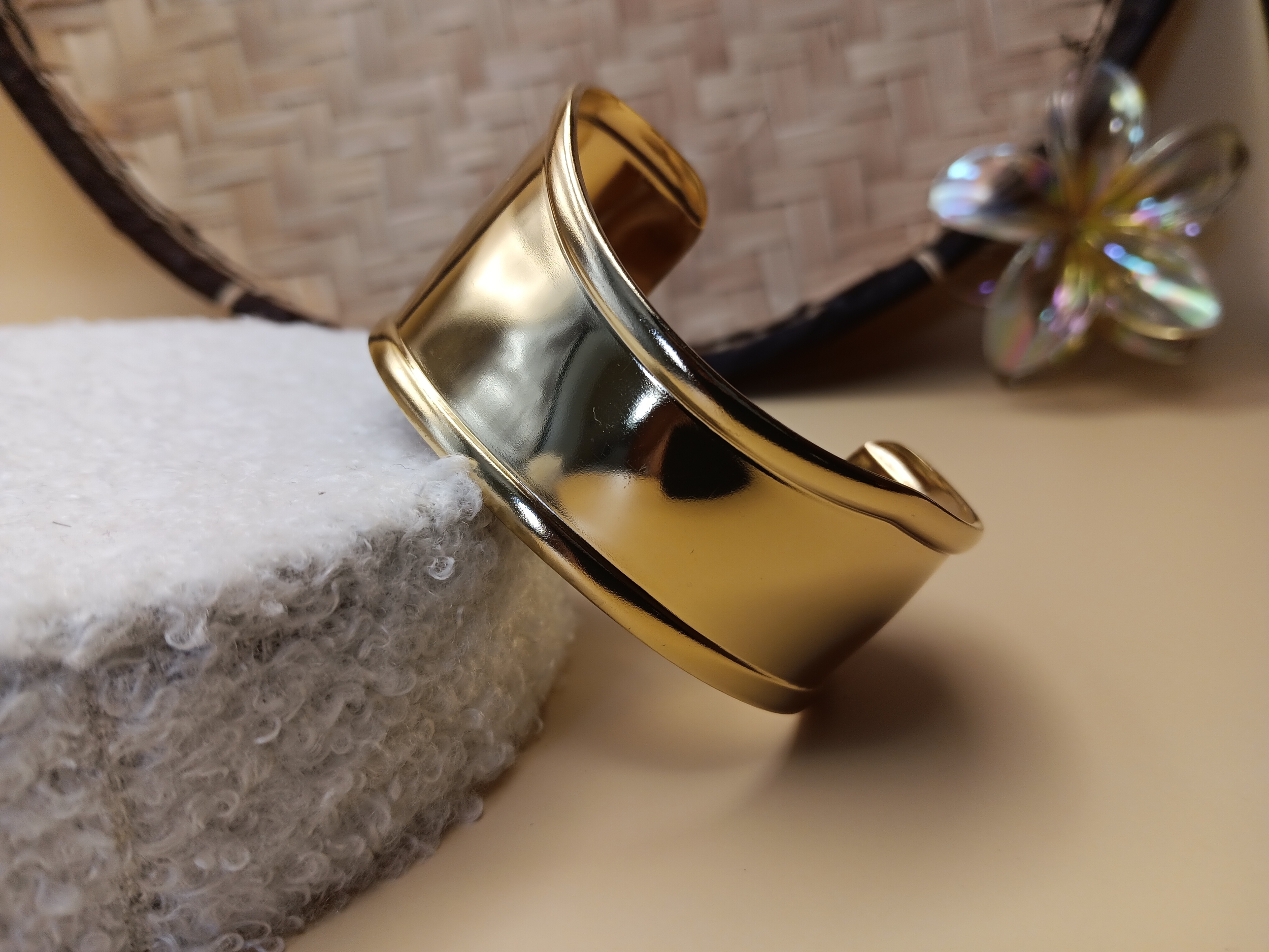 bracelet manchette acier inoxydable doré femme 974 réunion