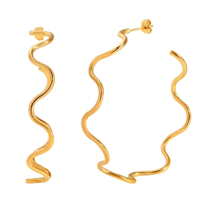 boucles d'oreilles créoles torsadés acier inoxydable doré femme