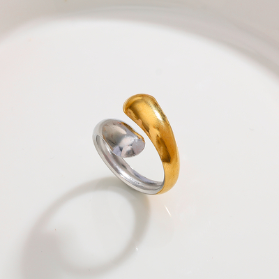 bague ajustable femme acier doré argenté mix inoxydable