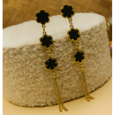 boucles-d-oreilles-fleur-noir-acier-inoxydable