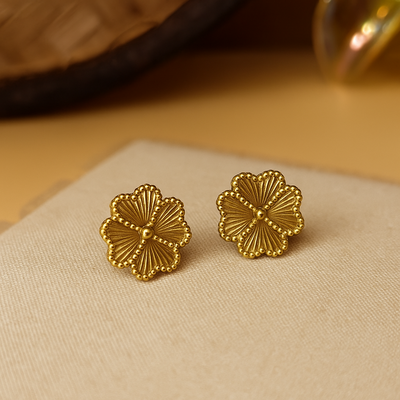 boucles d'oreilles fleur doré femme acier inoxydable idée cadeau réunion