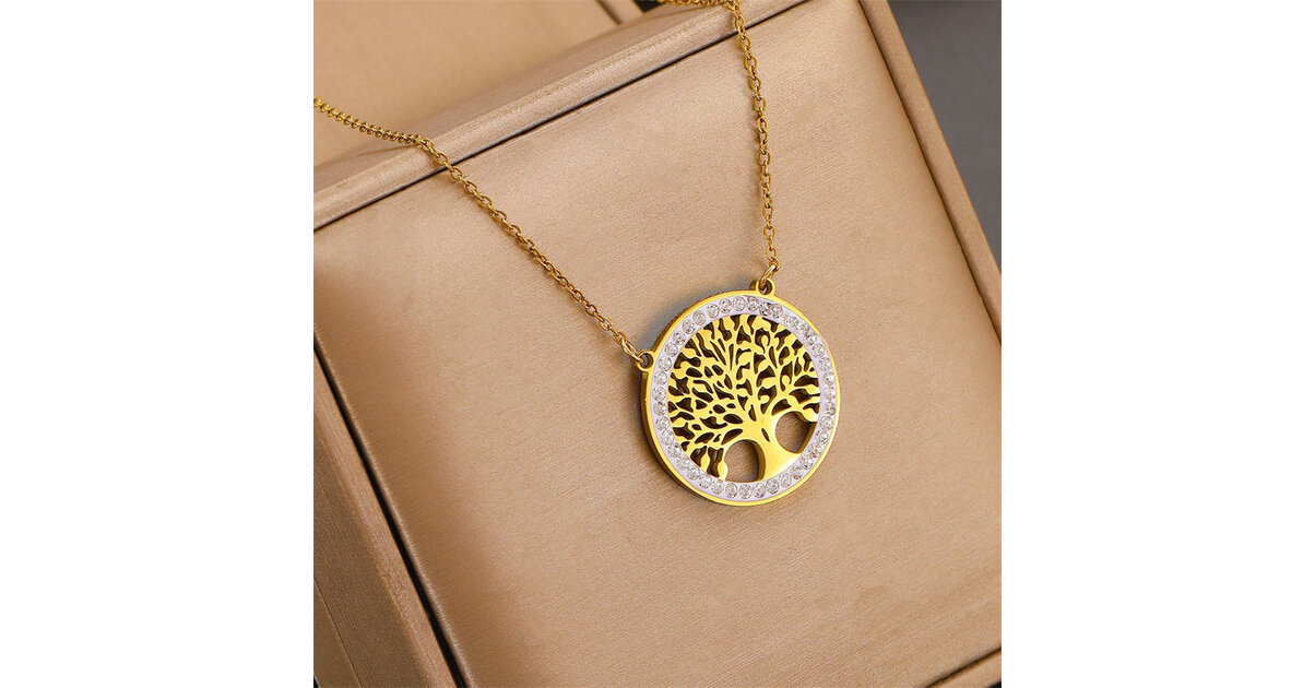 Collier + Boucles D'Oreilles Arbre De Vie En Acier Inoxydable - Bijou Cadeau Neuf