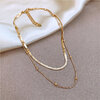 collier femme acier doré inoxydable double