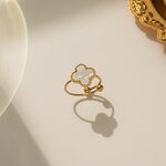 acier-inoxydable-304-plaque-or-18k-elegant-glamour-luxueux-placage-incruster-trefle-a-quatre-feuilles-acrylique-bague-blanche