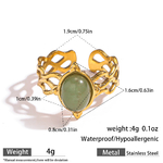 bague pierre naturelle femme acier doré inoxydable