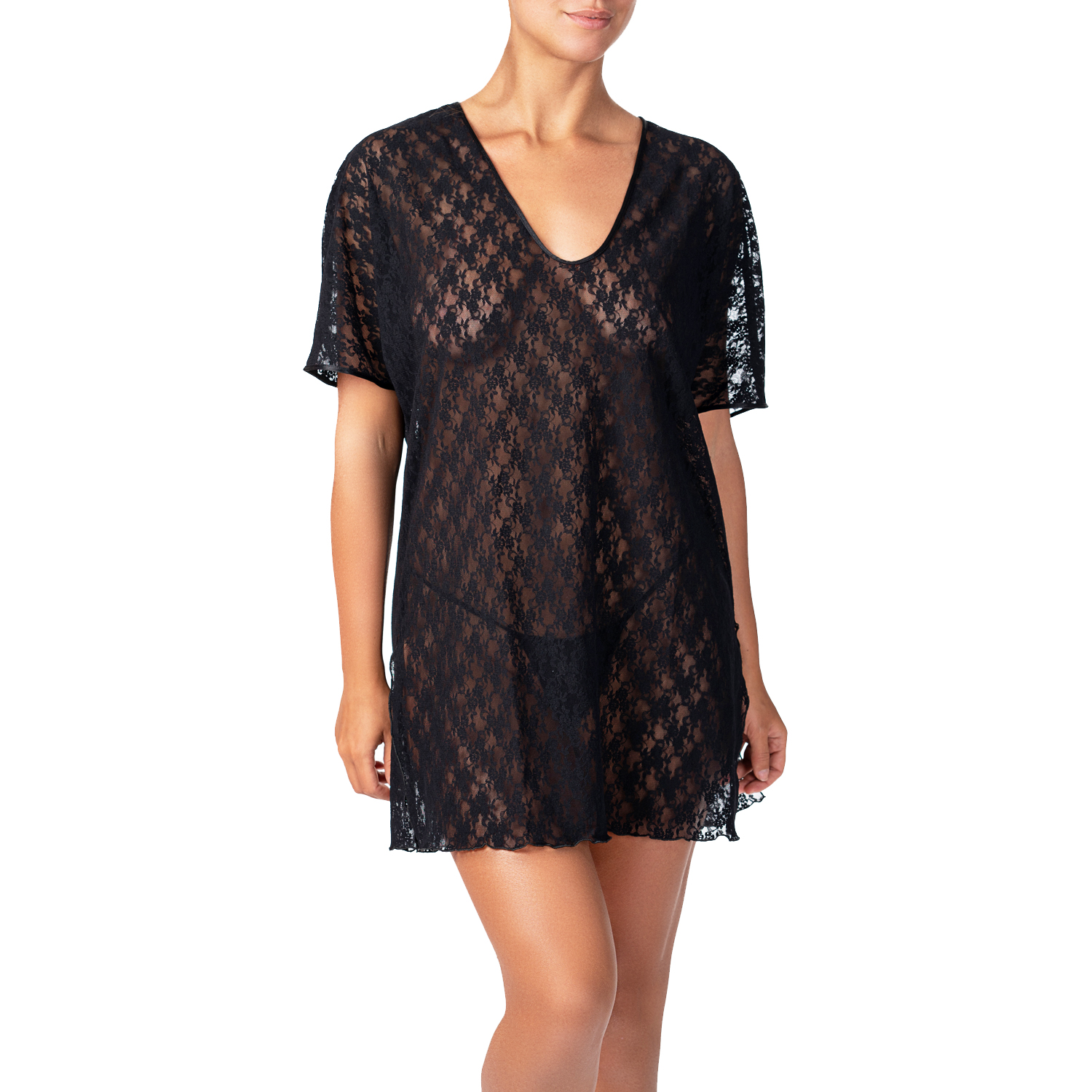 black lace tunic with slits both side