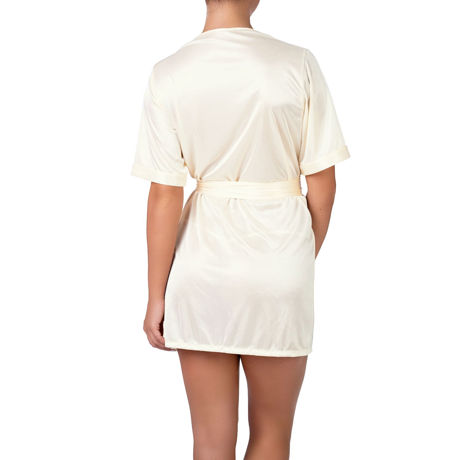picture of a sexy ivory satin kimono