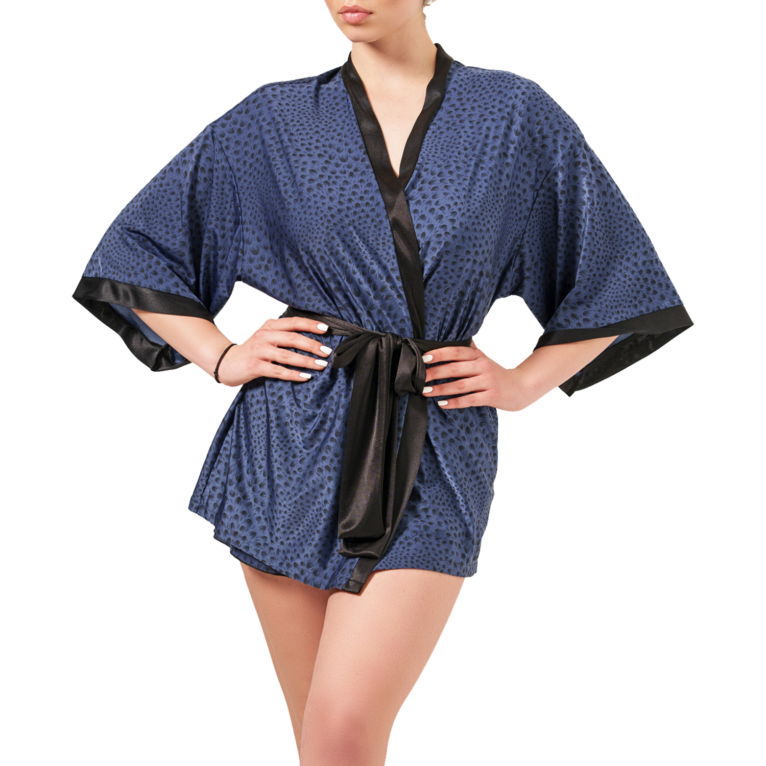 picture of a sexy printed microfiber kimono