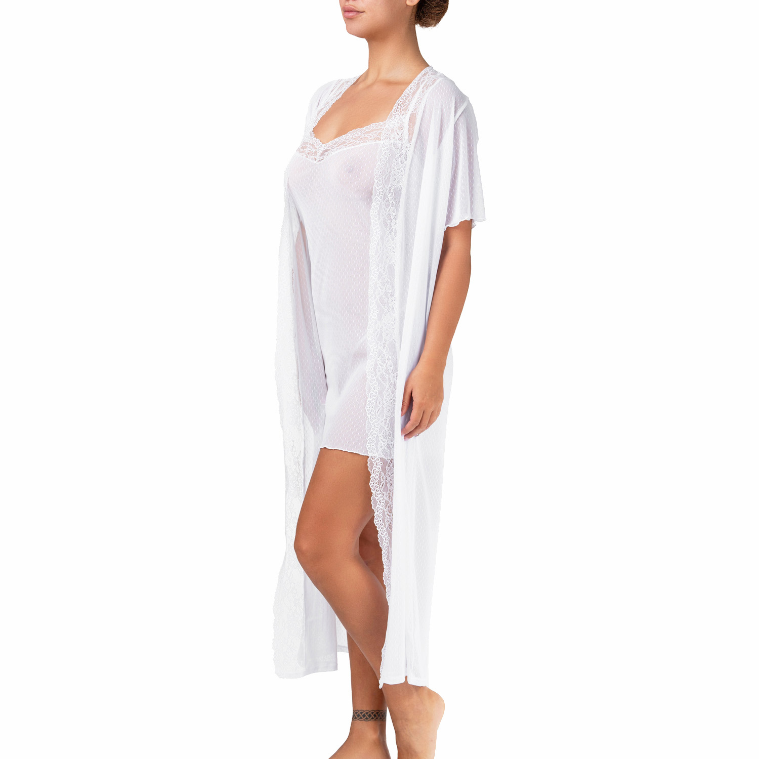 picture of a transparent white lace robe