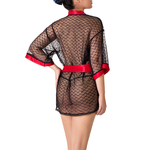 dos kimono dentelle transparente avec satin