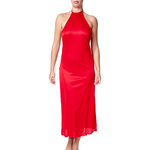 sexy long red satin nighgown