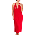 long red nightdress with lace neckline