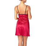 burgundy satin nightie with blace lace neckline