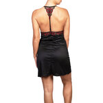 black nightie with lace on bust, underbust and back