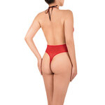 back of red bodysuit with lace