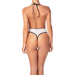 tanga bodysuit with lurex lace neckline