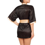 picture of a black and gold satin kimono