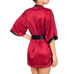 picture of a sexy burgundy and black satin kimono