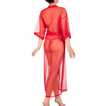 Picture of a sexy long sheer red tulle kimono
