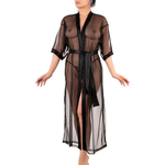 Picture of a long sheer black tulle kimono