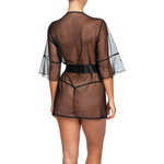 picture of a black tulle and lace kimono