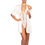 picture of a sexy ivory satin kimono withits machting bodysuit