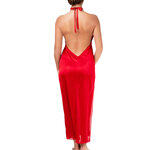 picture of a long red satin nightgown with open back