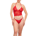 picture of a sexy red lace crop top and thong