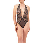 picture of a sexy gold and black lace bodysuit