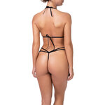 picture of a sexy black bodysuit with lace neckline