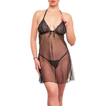 picture of a sheer black nightie with lace neckline