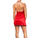 picture of a red nightdress with lace neckline and side slits