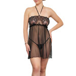 picture of a transparent black lace and tulle nightie