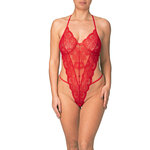 picture of a floral red lace bodysuit