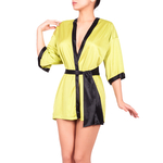 kimono satin vert et noir