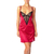 burgundy satin nightdress with black lace neckline