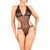 sheer black tulle bodysuit with lace neckline