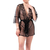 picture of a sheer black tulle kimono with gold and black lace