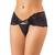 picture of a black lace shorty thong with bow tie
