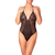 picture of a black lace neckline and tulle bodysuit