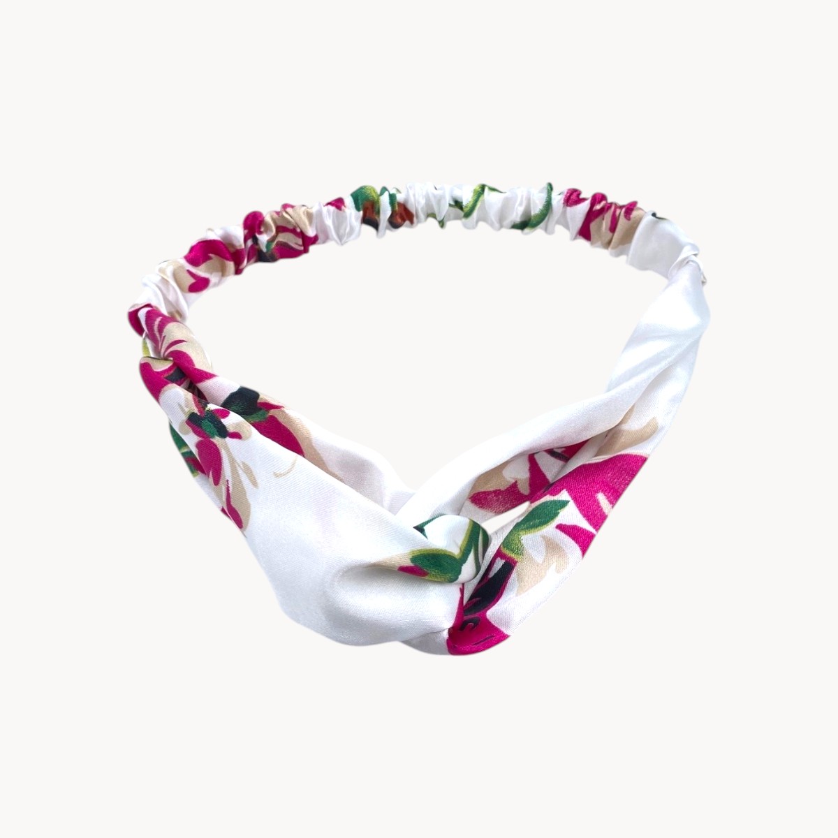 Bandeau cheveux fleurs rose sur fond blanc